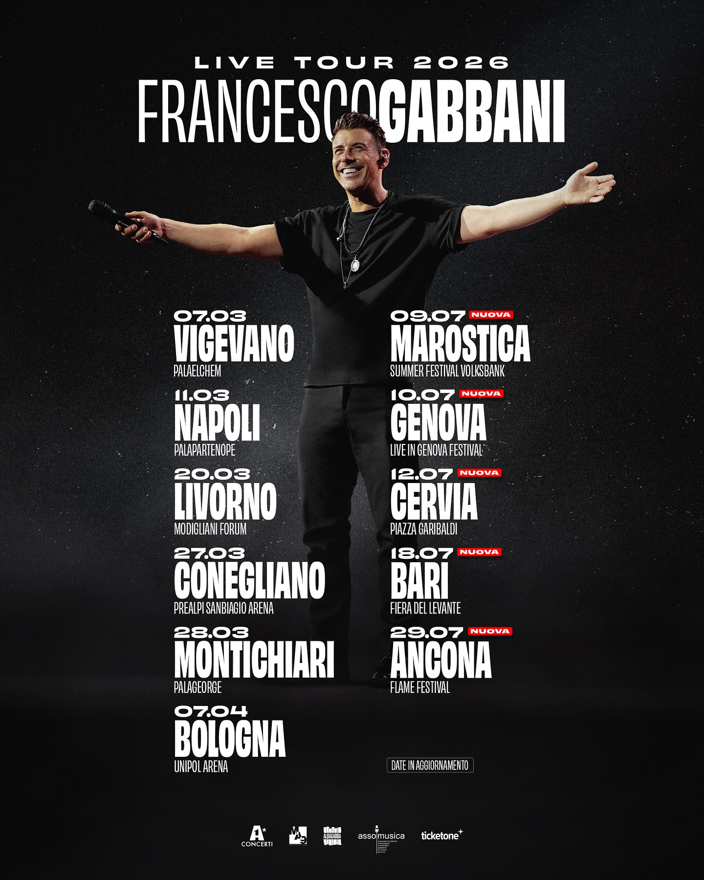Francesco Gabbani Dalla Tua Parte Tour Poster 2026
